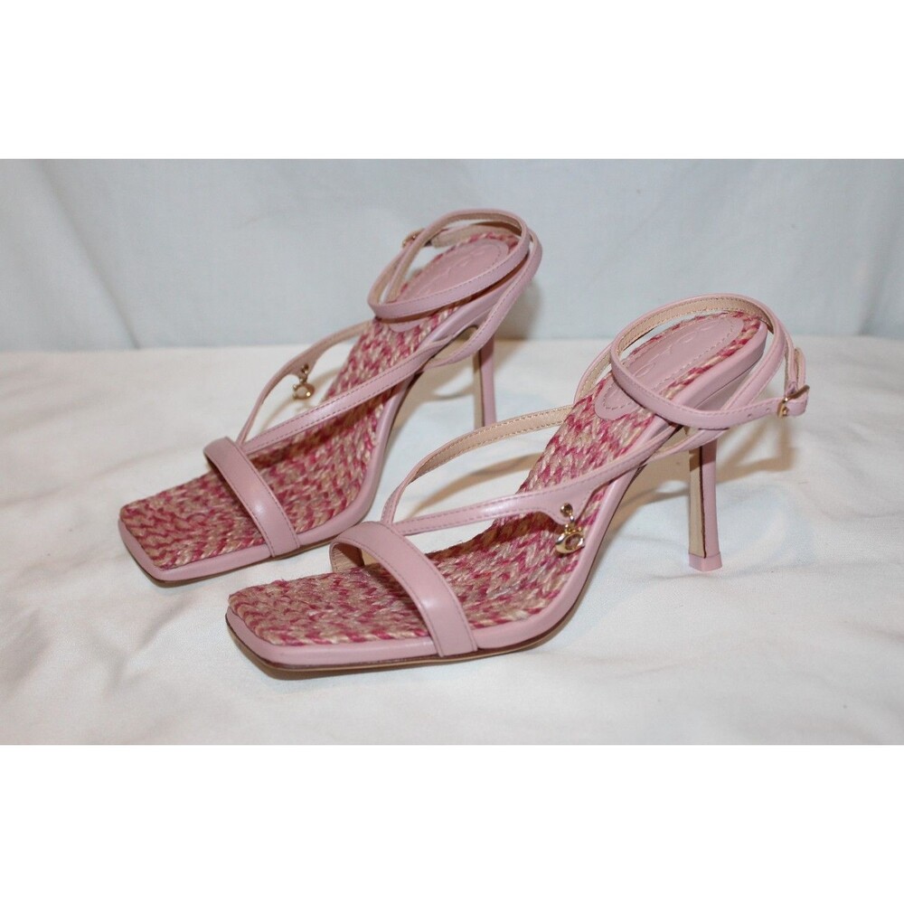 Coach Women's Kaia Leather Strappy Heeled Sandals NIB Carnation Pink SZ 7.5